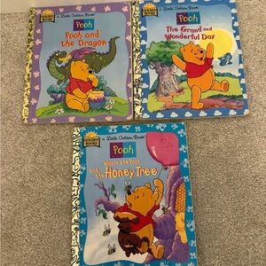 Pooh Little Set of 3 little golden books - Purple, Blue, Pink